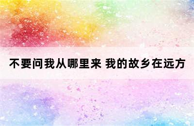 不要问我从哪里来 我的故乡在远方